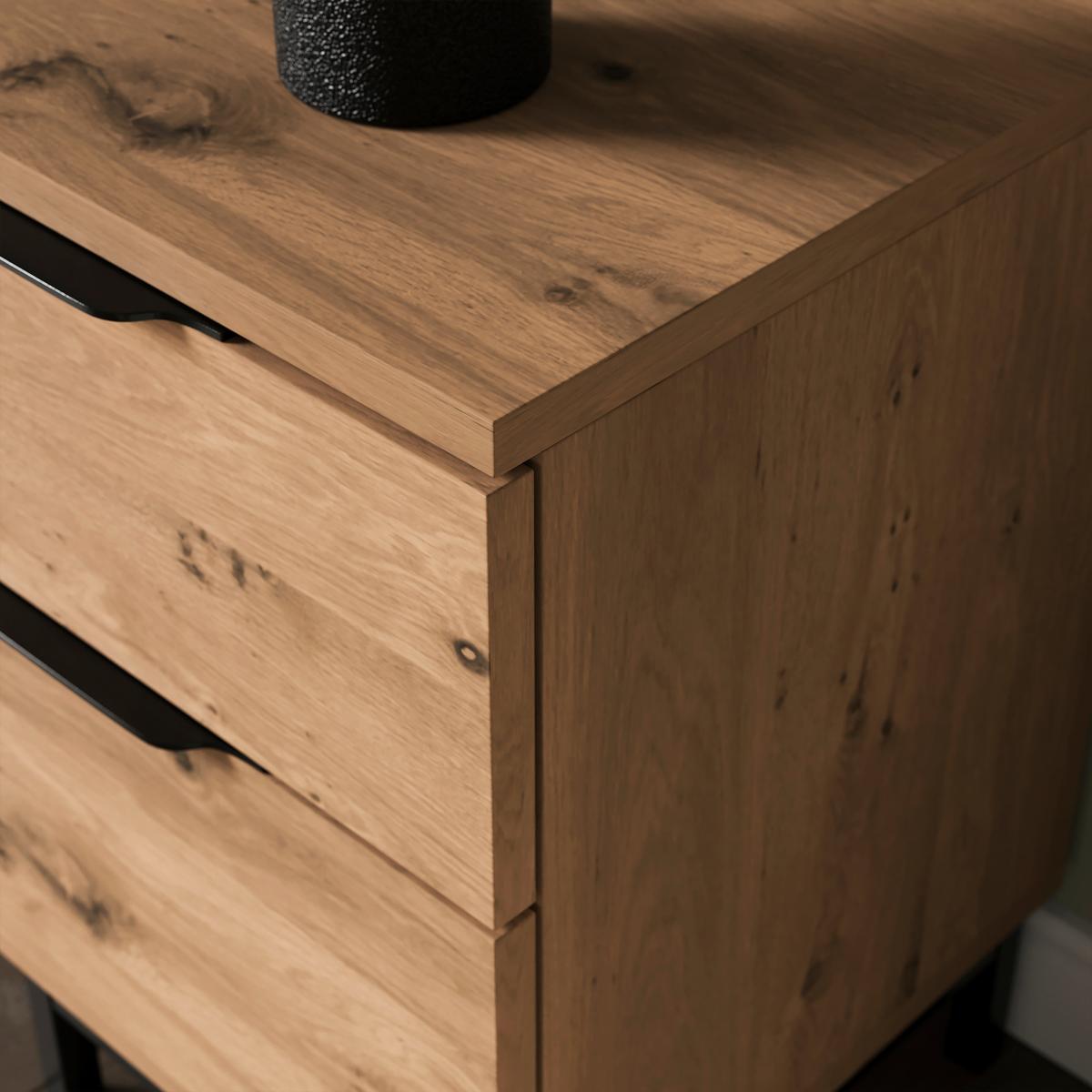 Reynolds Slim Bedside Table Rustic Oak Effect – image 6