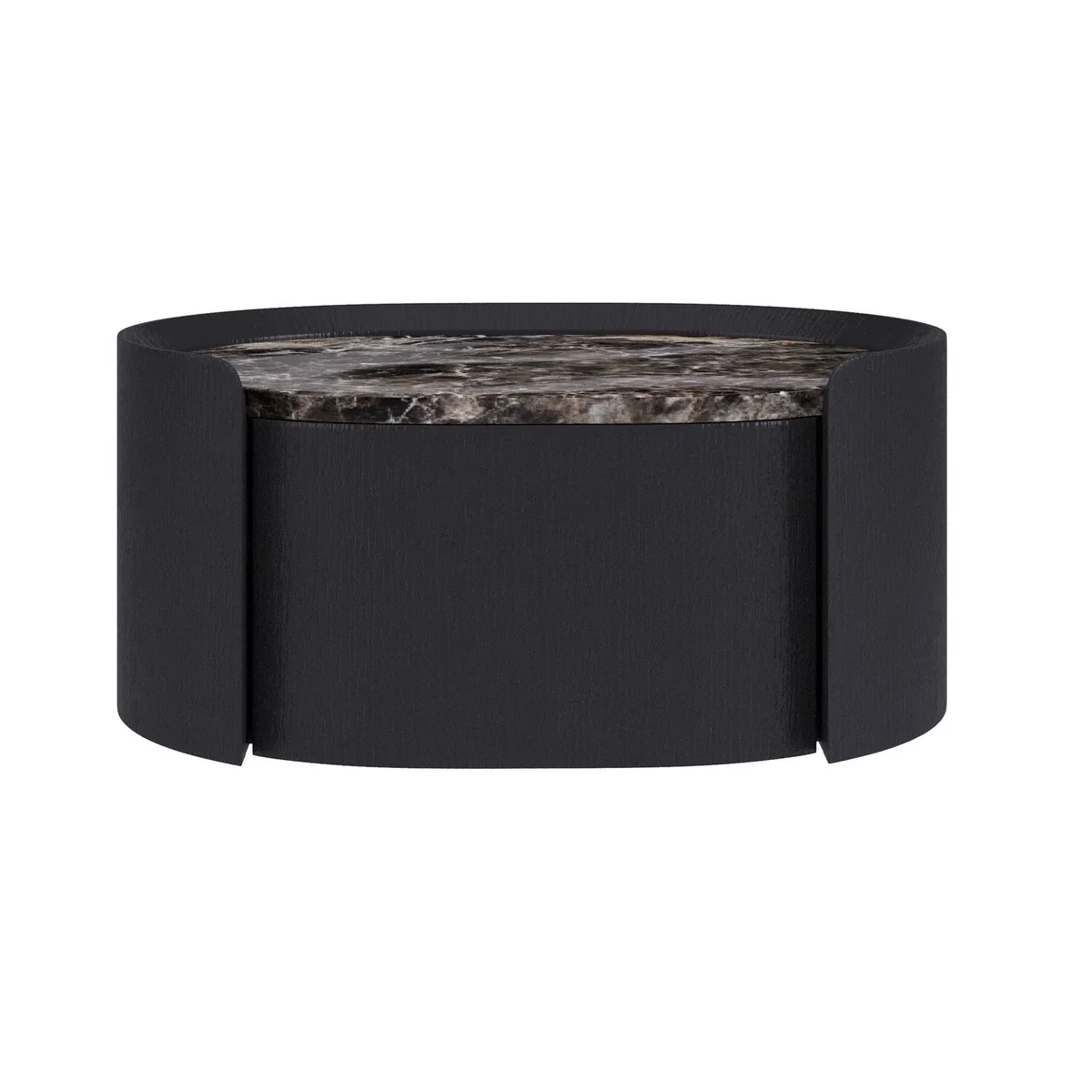 Black and Marble-Effect 1 Drawer Floating Bedside Table - Raffaele – image 4