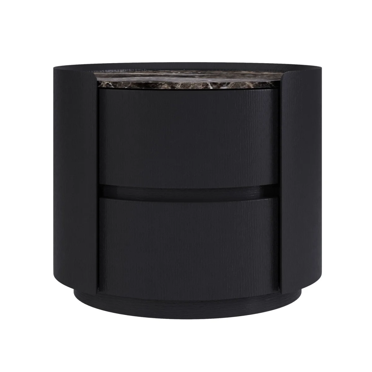 Black and Marble-Effect 2 Drawer Bedside Table - Raffaele – image 4