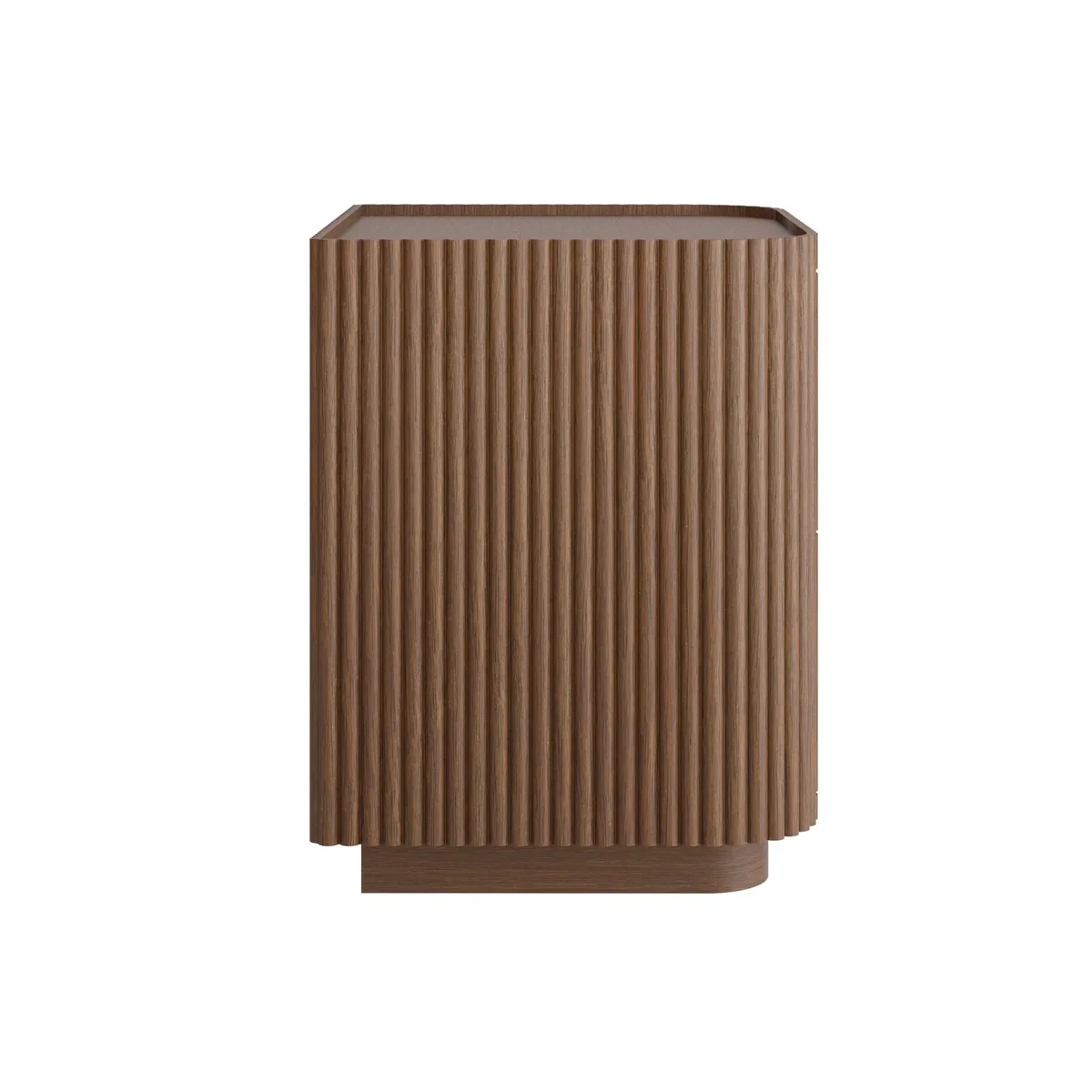 Walnut Ribbed 2 Drawer Bedside Table - Fully Assembled - Drew – image 7