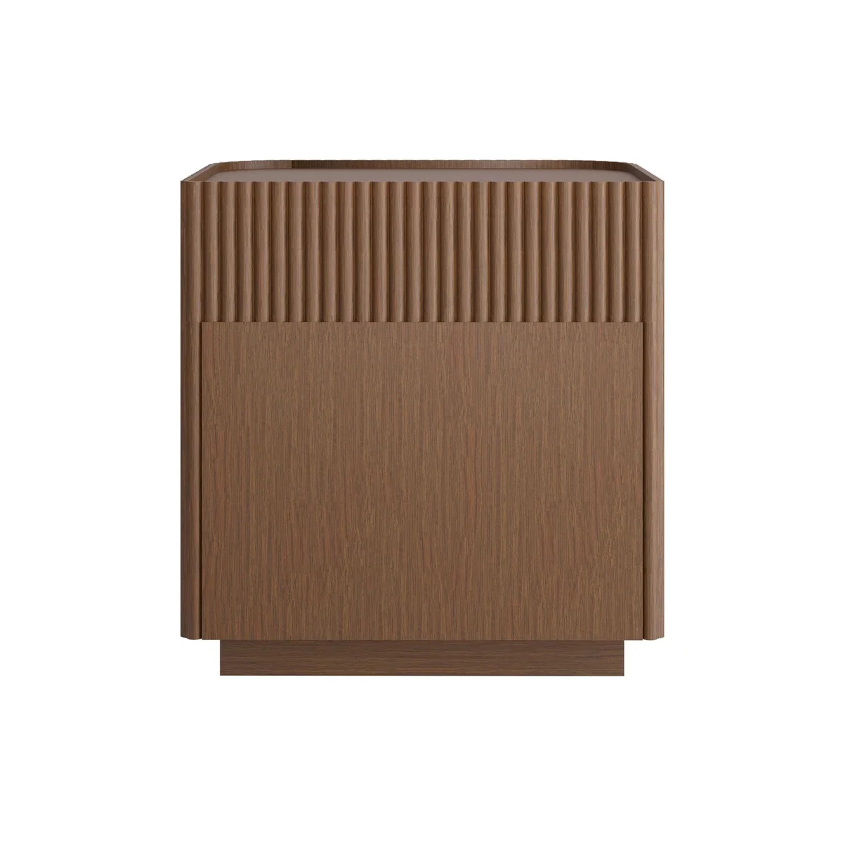 Walnut Ribbed 2 Drawer Bedside Table - Fully Assembled - Drew – image 8