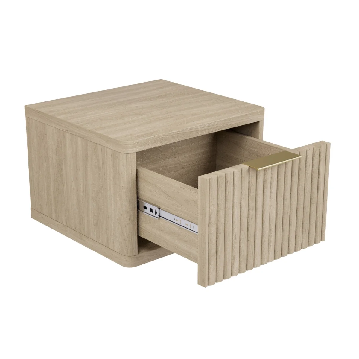 Oak Ribbed Floating Bedside Table with Drawer - Valencia – image 10