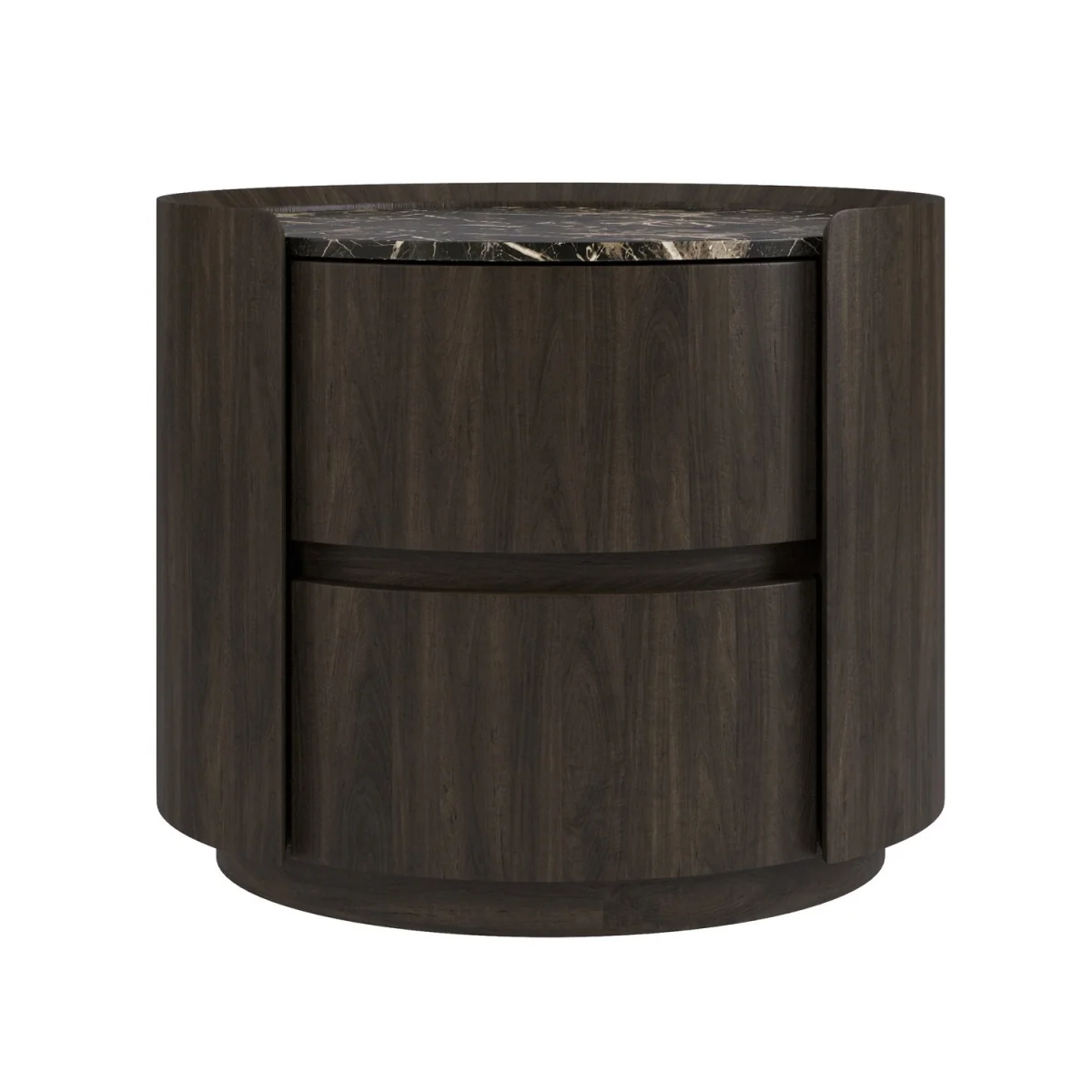 Walnut and Marble-Effect 2 Drawer Bedside Table - Raffaele – image 4