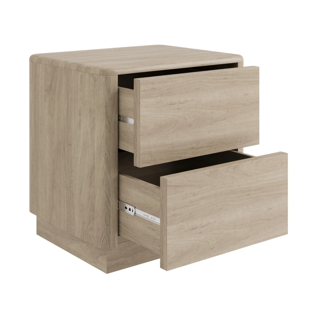 Modern Light Oak 2 Drawer Bedside Table - Rowan – image 6