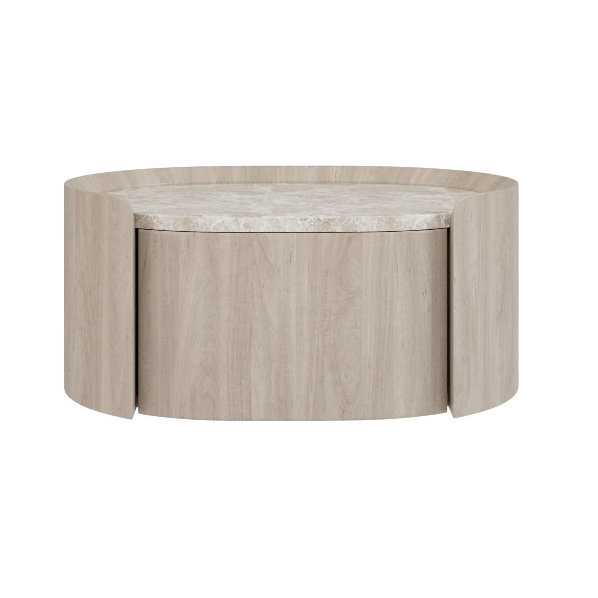 Light Wood and Marble-Effect 1 Drawer Floating Bedside Table - Raffaele – image 4