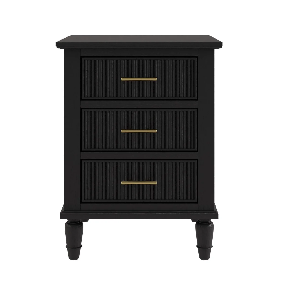 Black Ribbed 3 Drawer Bedside Table - Farah – image 5