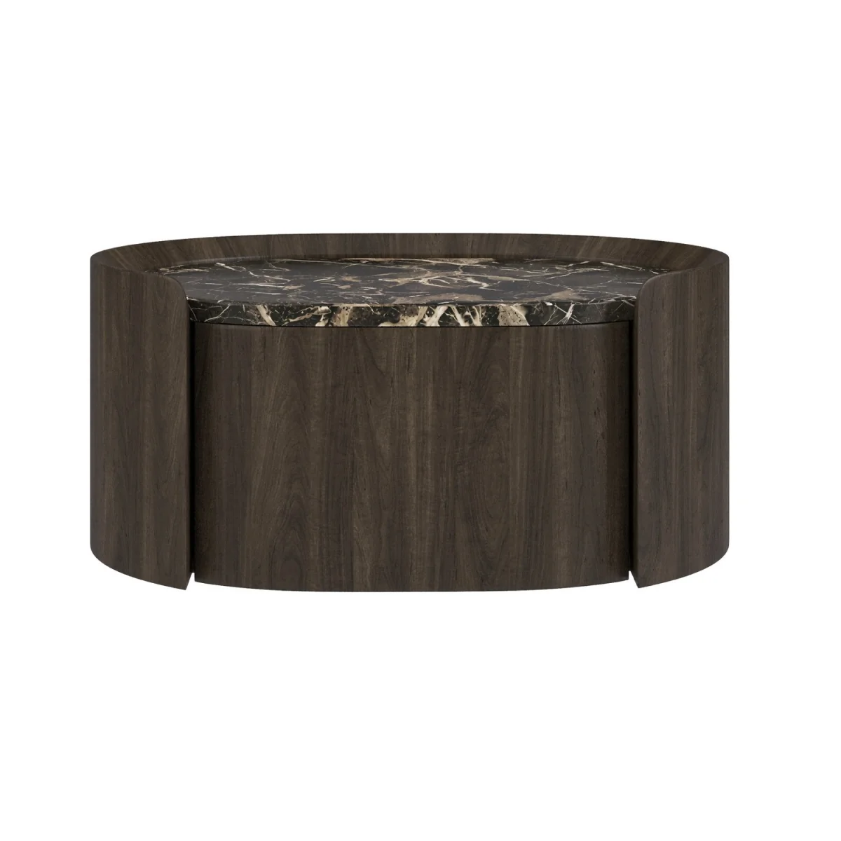 Walnut and Marble-Effect 1 Drawer Floating Bedside Table - Raffaele – image 4
