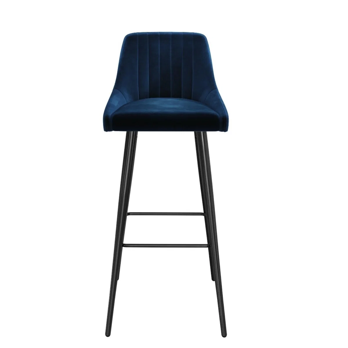 Navy Velvet Bar Stool with Back - 77cm - Macie – image 4