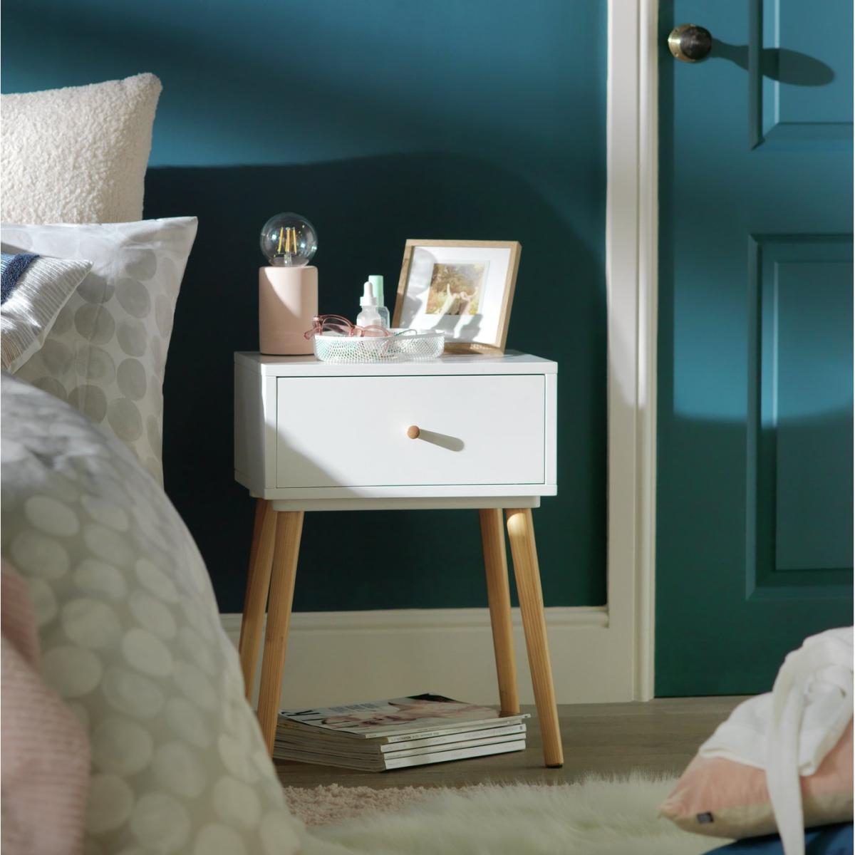 Habitat Otto 1 Drawer Bedside Table - White – image 2