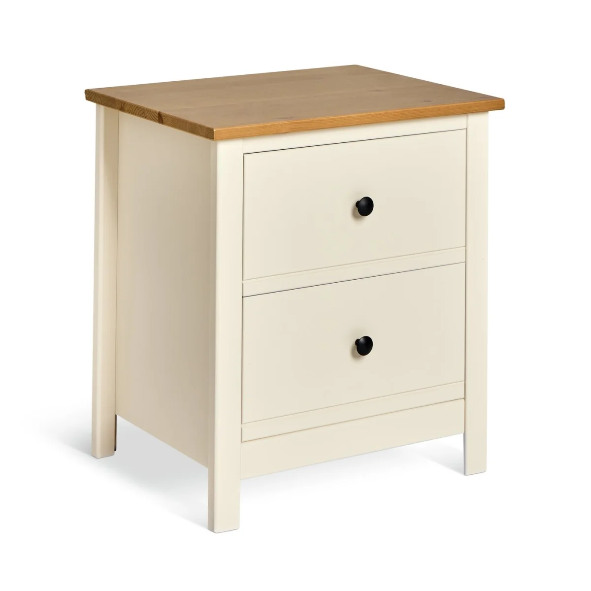 Habitat Brooklyn 2 Drawer Bedside Table - Cream and Oak – image 3