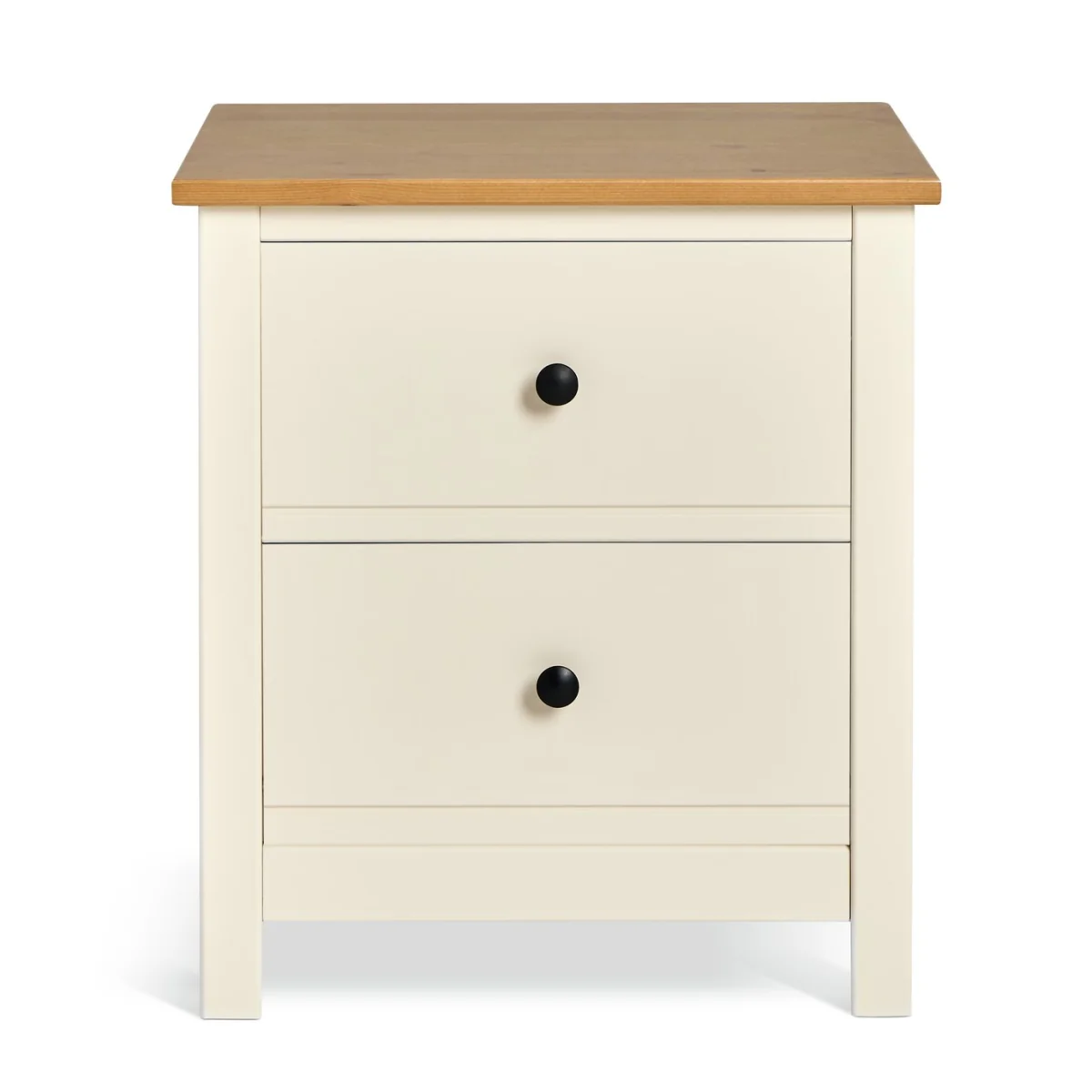 Habitat Brooklyn 2 Drawer Bedside Table - Cream and Oak – image 4