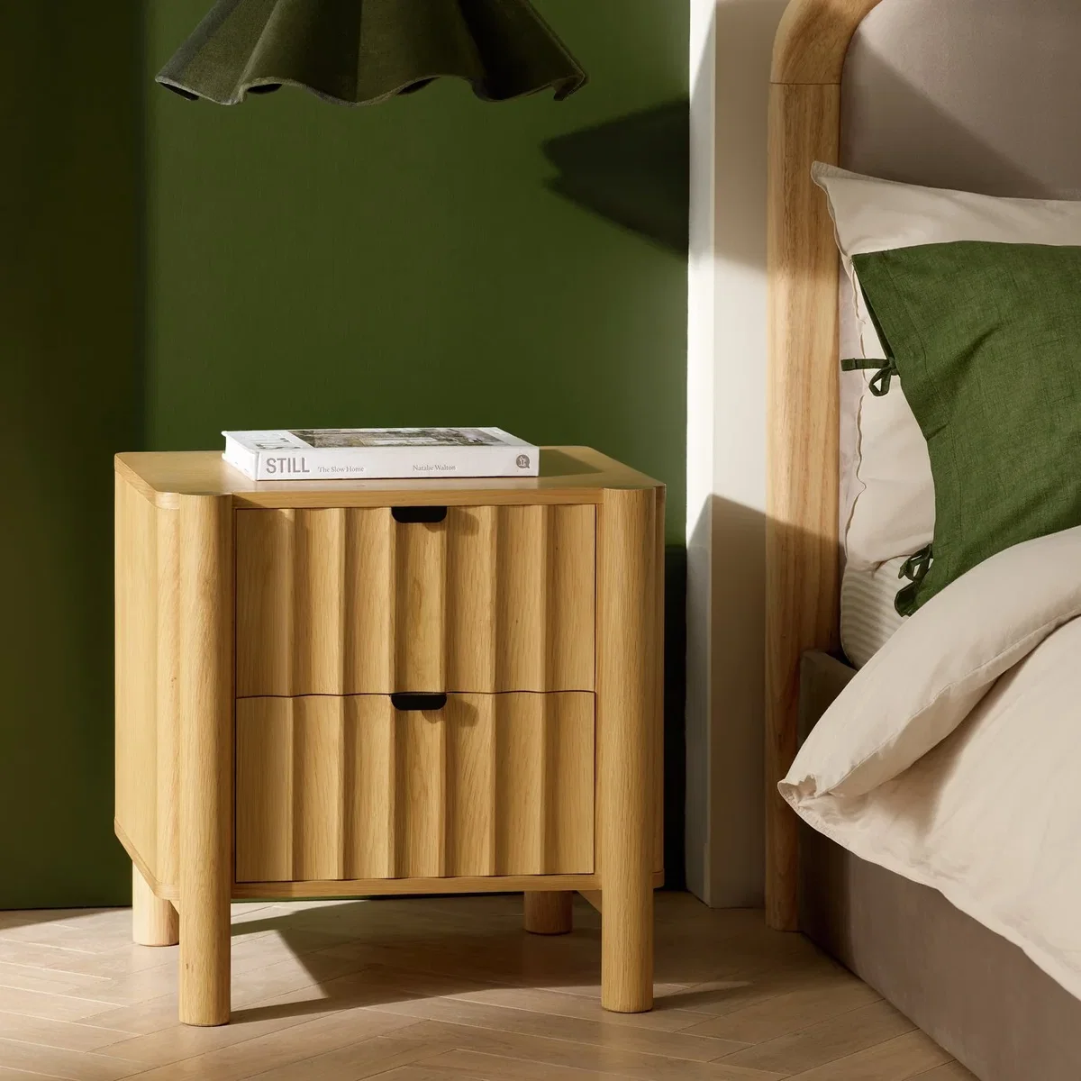 Habitat Heena 2 Drawer Bedside Table - Natural Wood – image 2