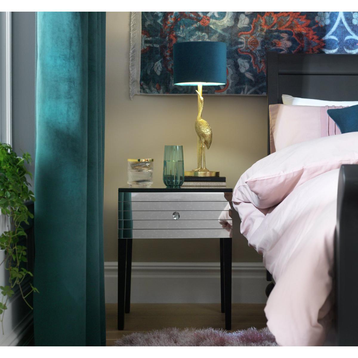 Habitat Hepburn Mirror 1 Drawer Bedside Table - Black – image 2
