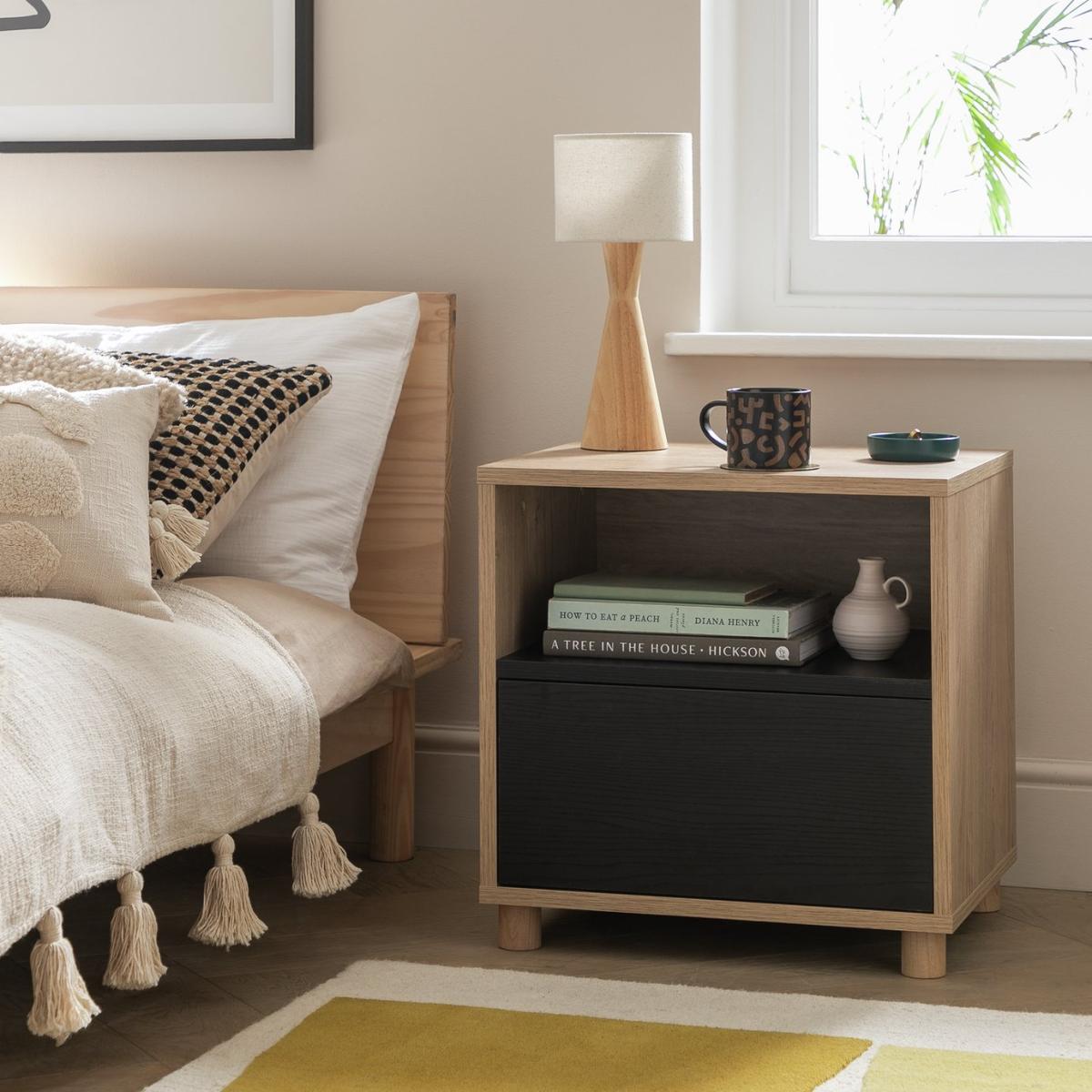 Habitat Koda 1 Drawer Bedside Table - Black – image 2