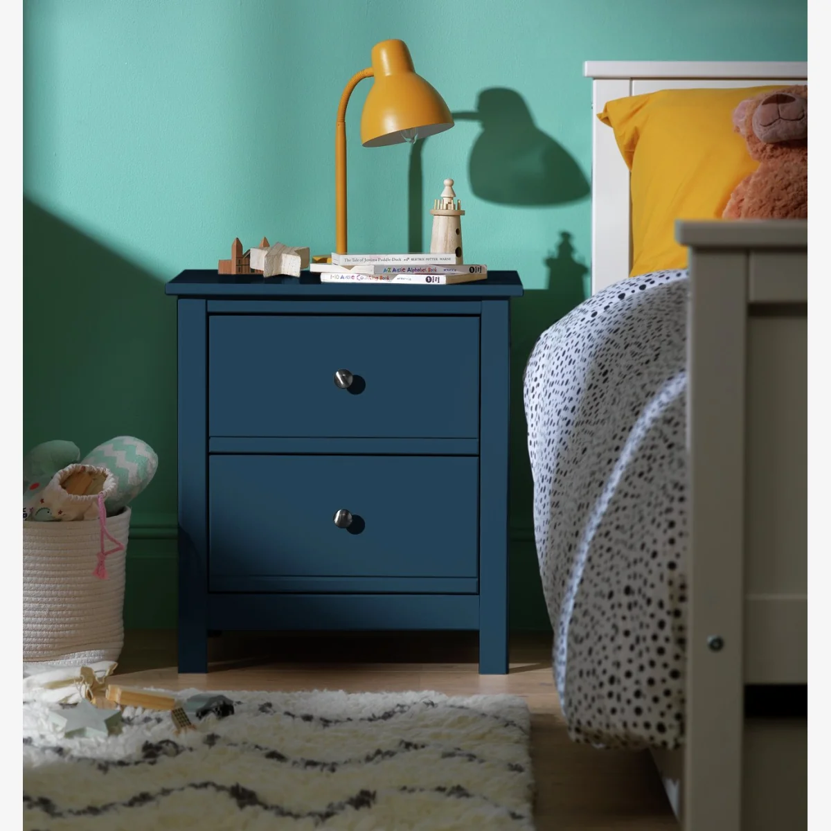Habitat Brooklyn 2 Drawer Bedside Table - Ink Blue – image 1