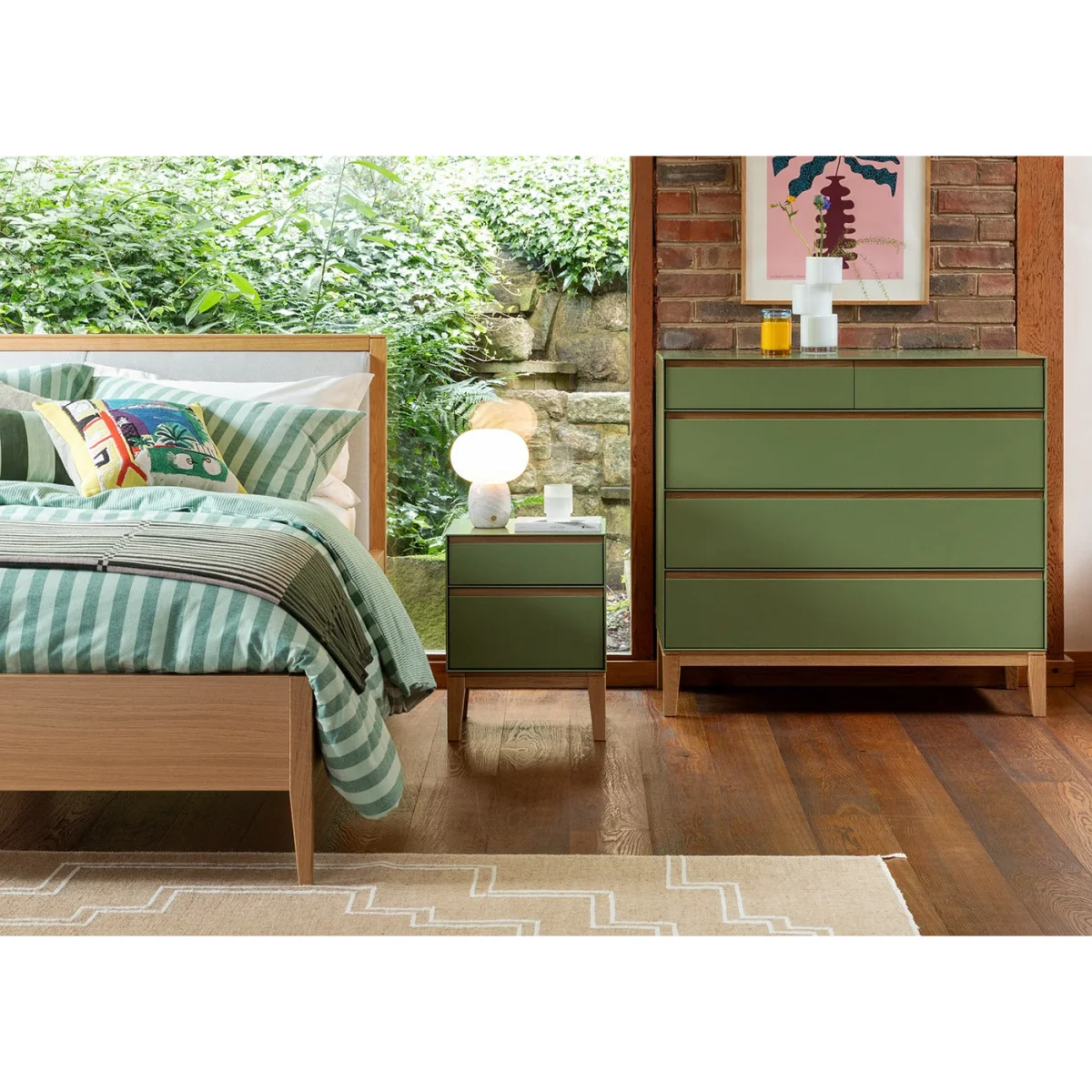 Heal's Lars Bedside Table Dove Grey & Walnut – image 3