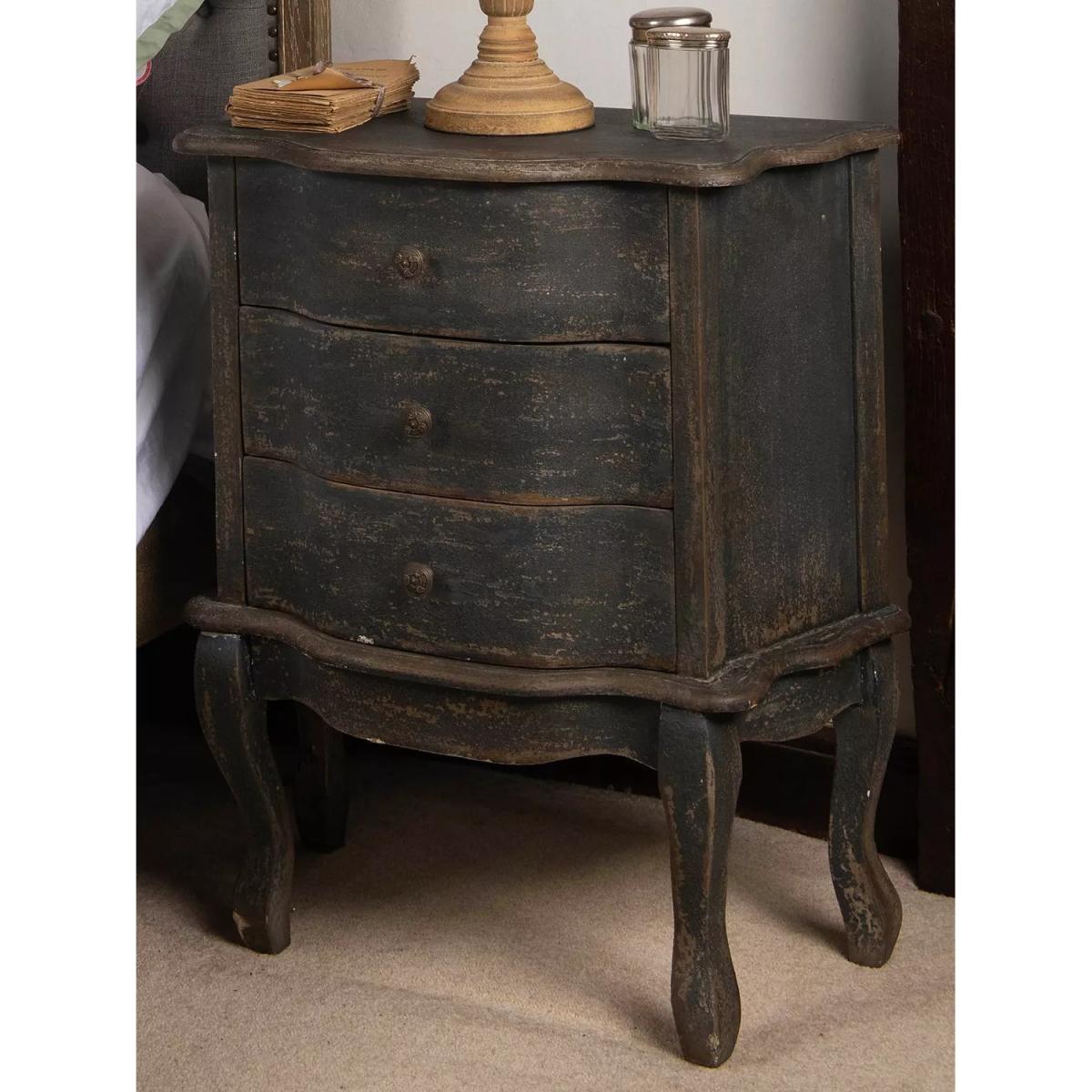 One.World Clovelly 3 Drawer Bedside Table, Black – image 2