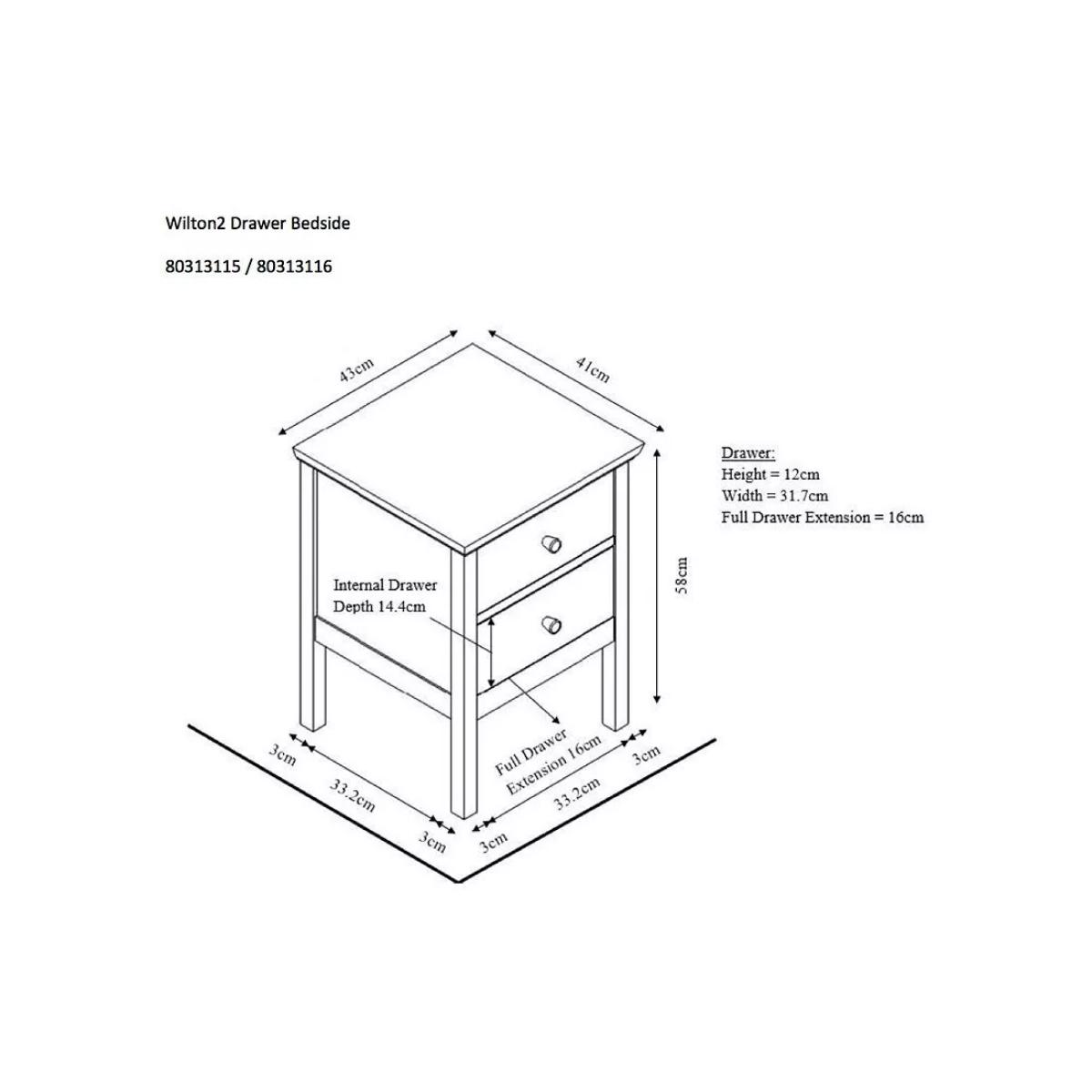 John Lewis ANYDAY Wilton 2 Drawer Bedside Cabinet – image 8