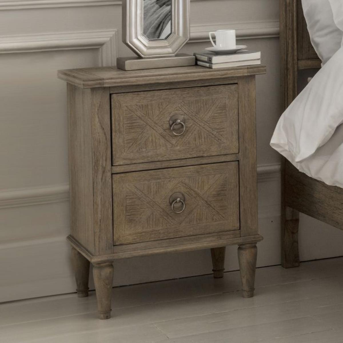 Mustique Natural 2 Drawer Bedside Table – image 2
