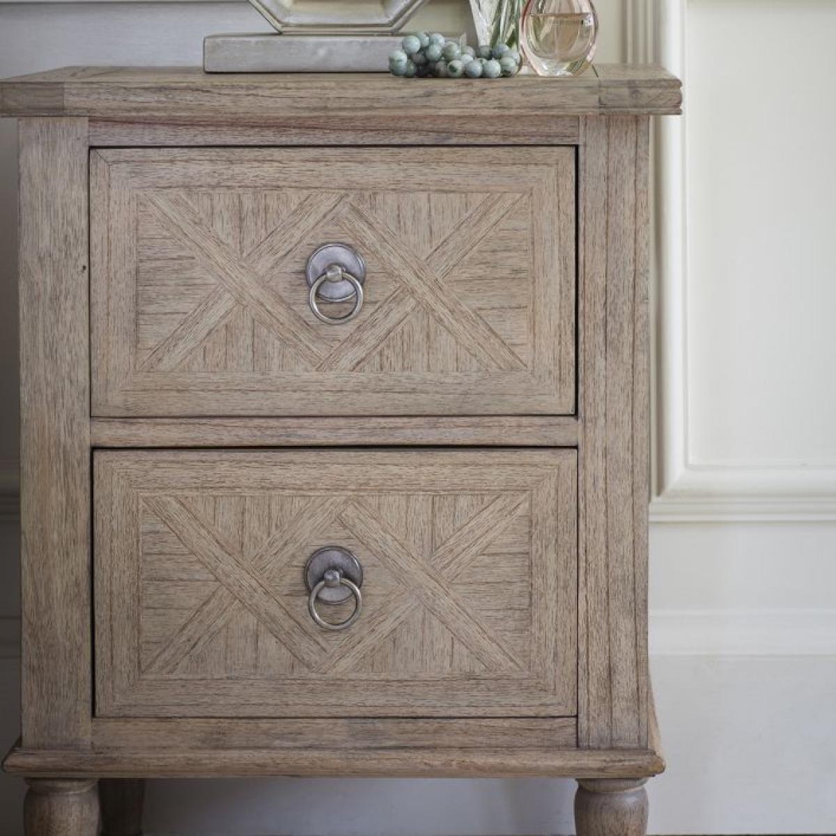 Mustique Natural 2 Drawer Bedside Table – image 3