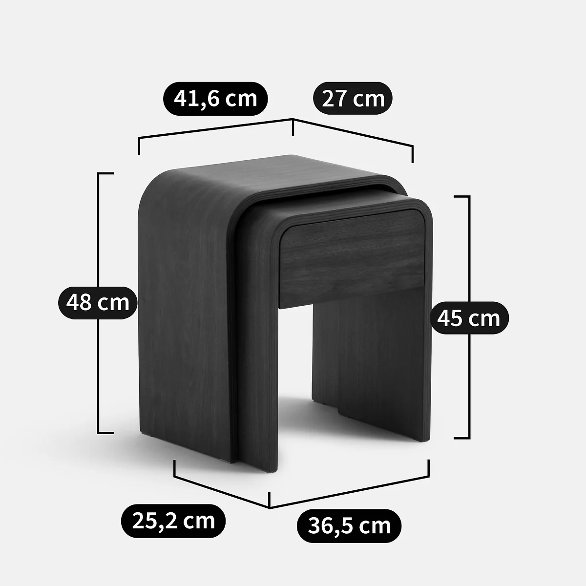 Vence Nest of Bedside Tables in Walnut Veneer – image 6