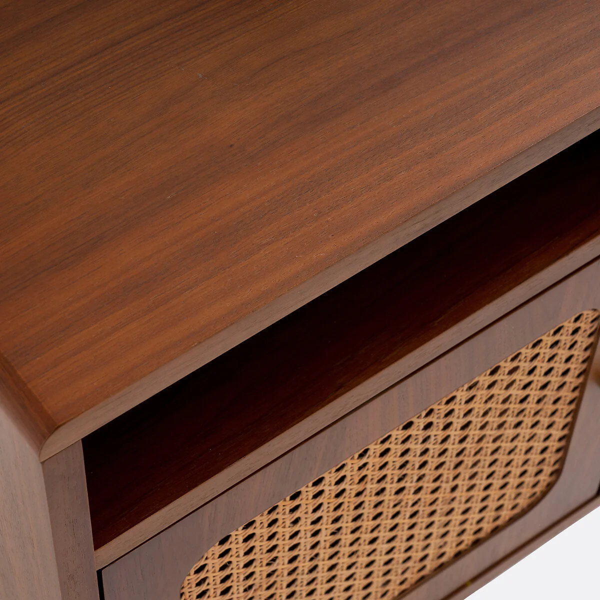 Redpop Walnut & Cane 1-Door Bedside Table – image 5