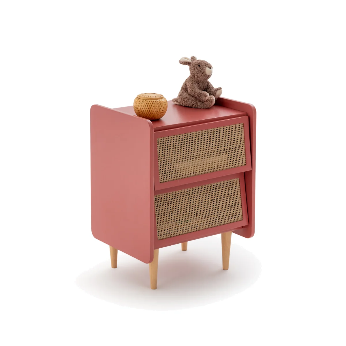 Taga 2-Drawer Cane Bedside Table – image 1