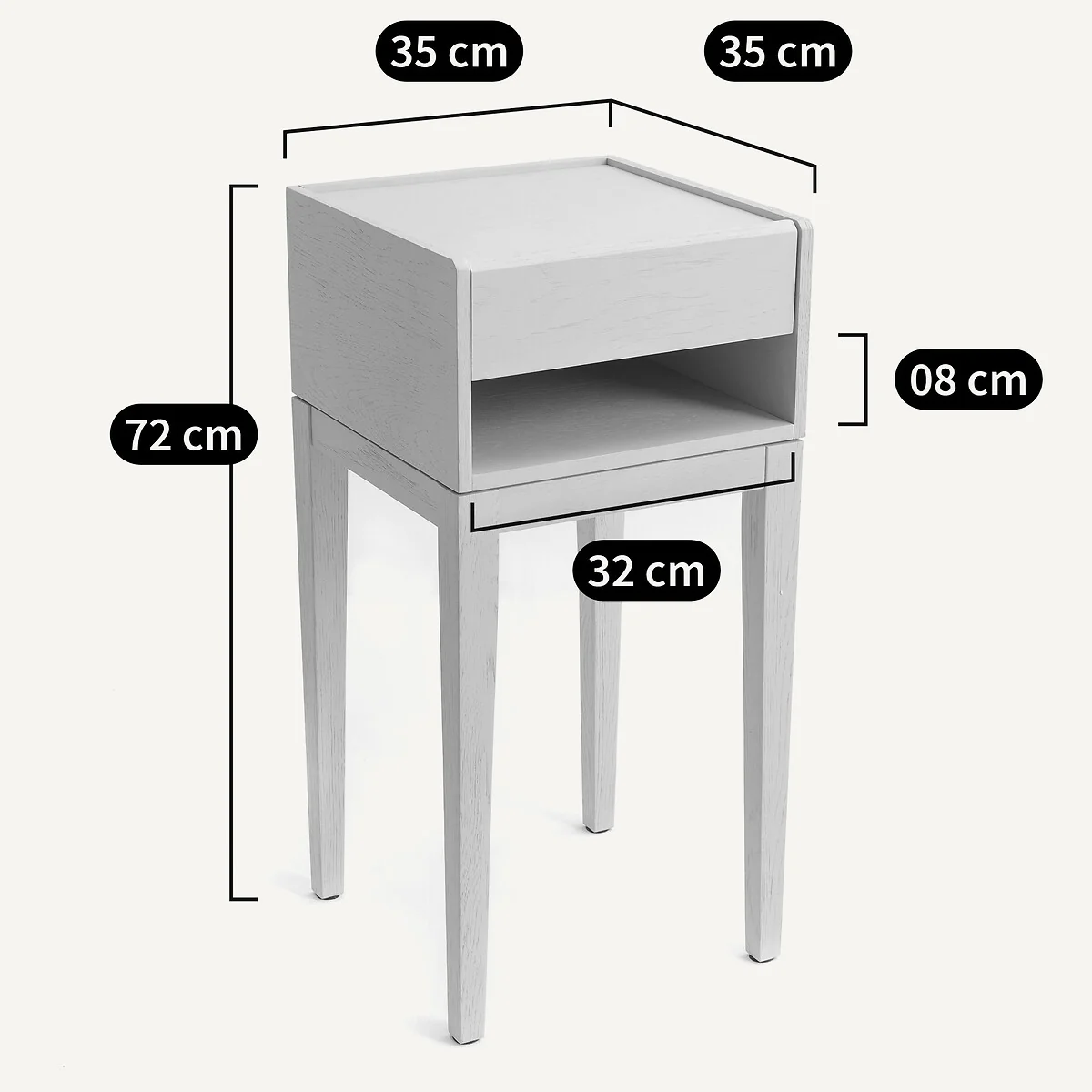 Nizou Bedside Table in Solid Oak and Veneer, Designed By Emmanuel Gallina – image 5