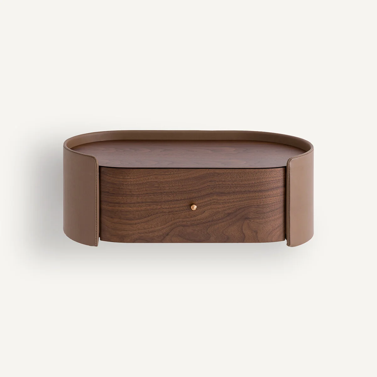 Firmo Suspended Bedside Table in Walnut Veneer and Leather – image 3