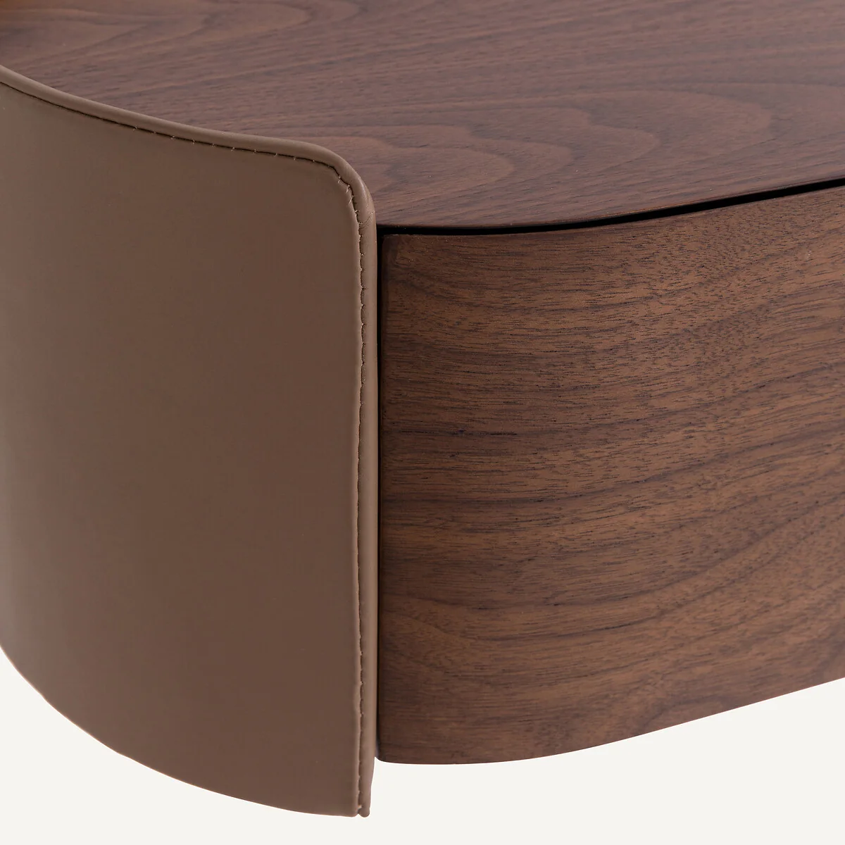 Firmo Suspended Bedside Table in Walnut Veneer and Leather – image 5