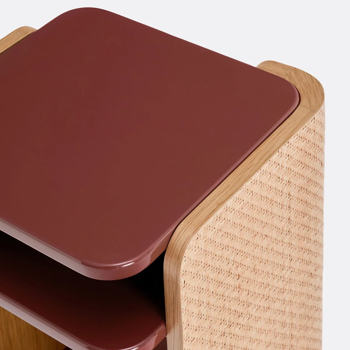 Talma Cane Bedside Table with Double Lacquered Shelving – image 4