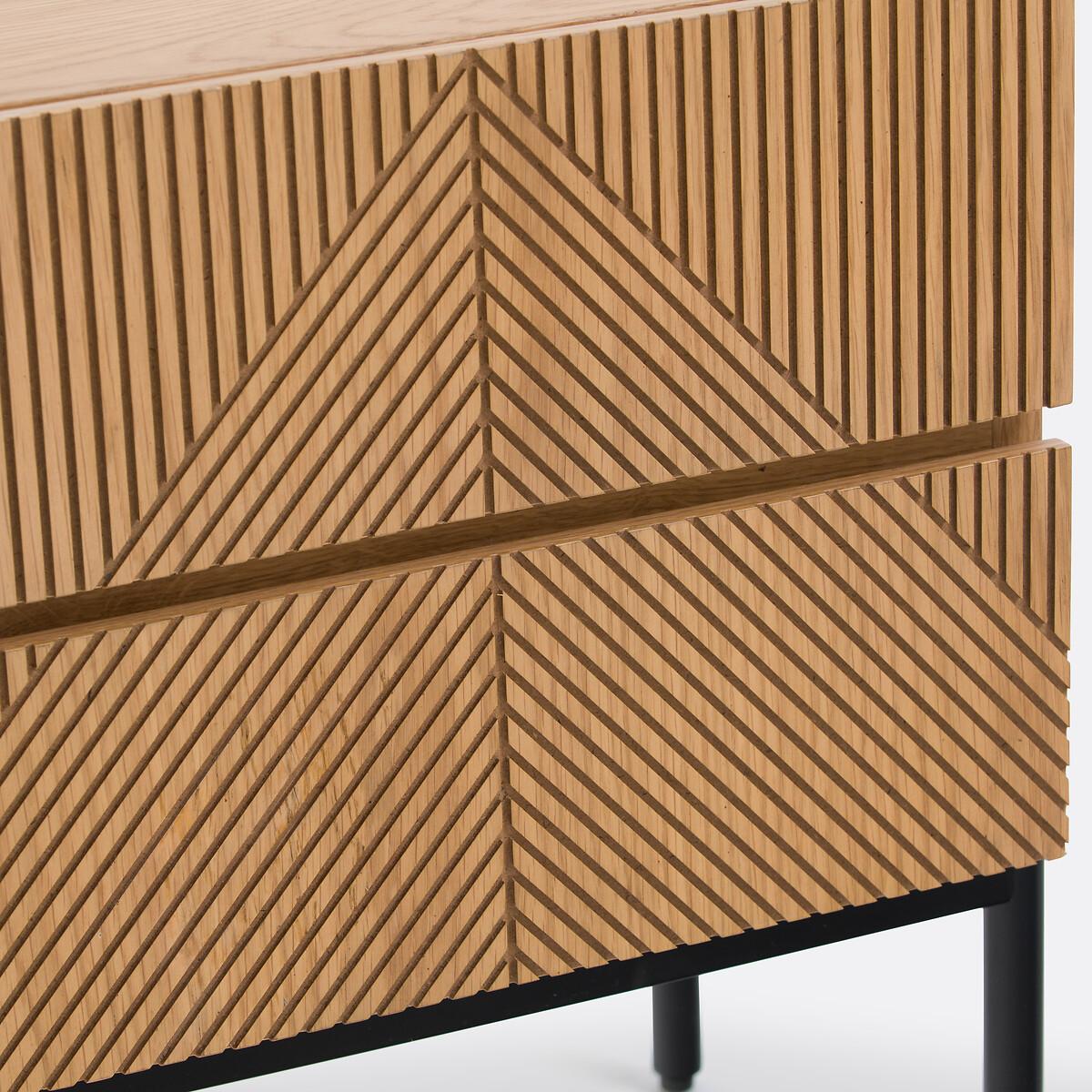 Les Signatures - Lodge Oak Veneer Bedside Table with 2 Drawers – image 5