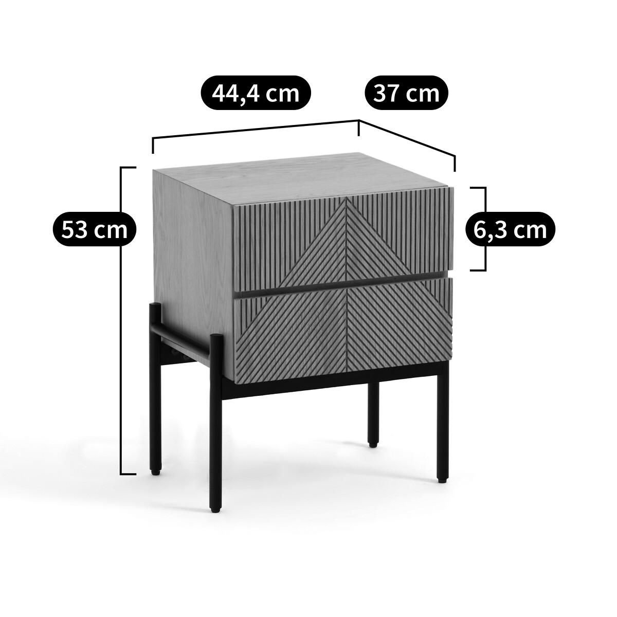 Les Signatures - Lodge Oak Veneer Bedside Table with 2 Drawers – image 7