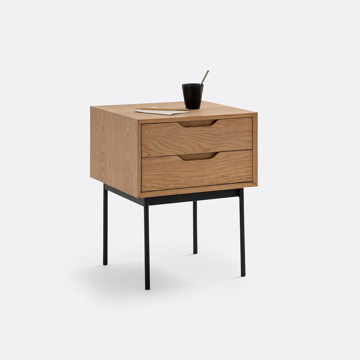 Noyeto 2-Drawer Wood & Metal Bedside Table – image 2