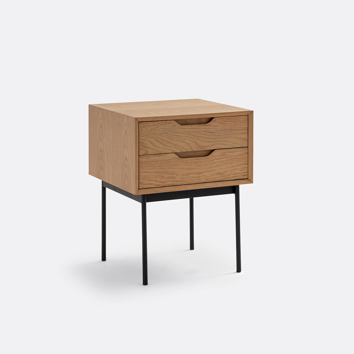 Noyeto 2-Drawer Wood & Metal Bedside Table – image 3