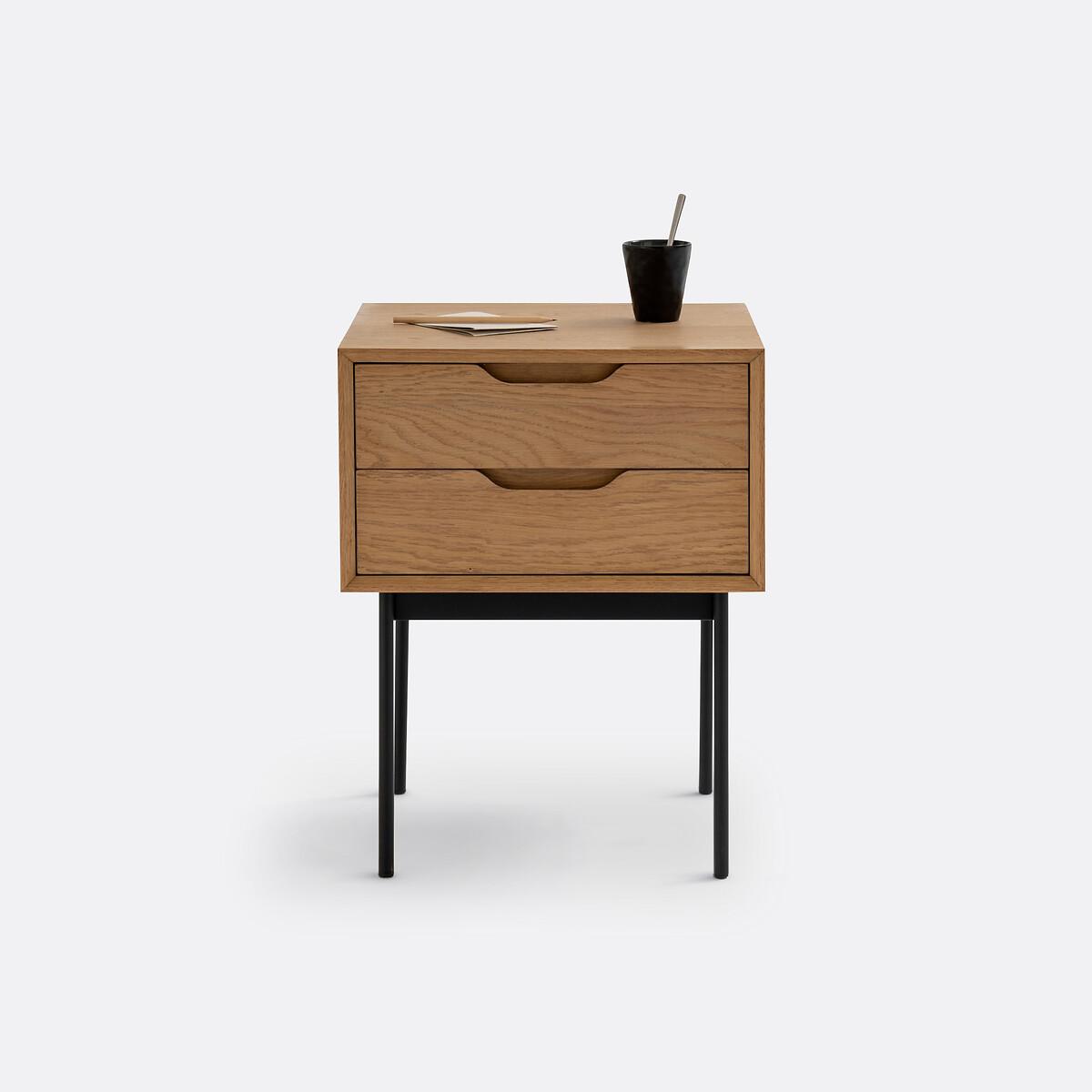 Noyeto 2-Drawer Wood & Metal Bedside Table – image 4