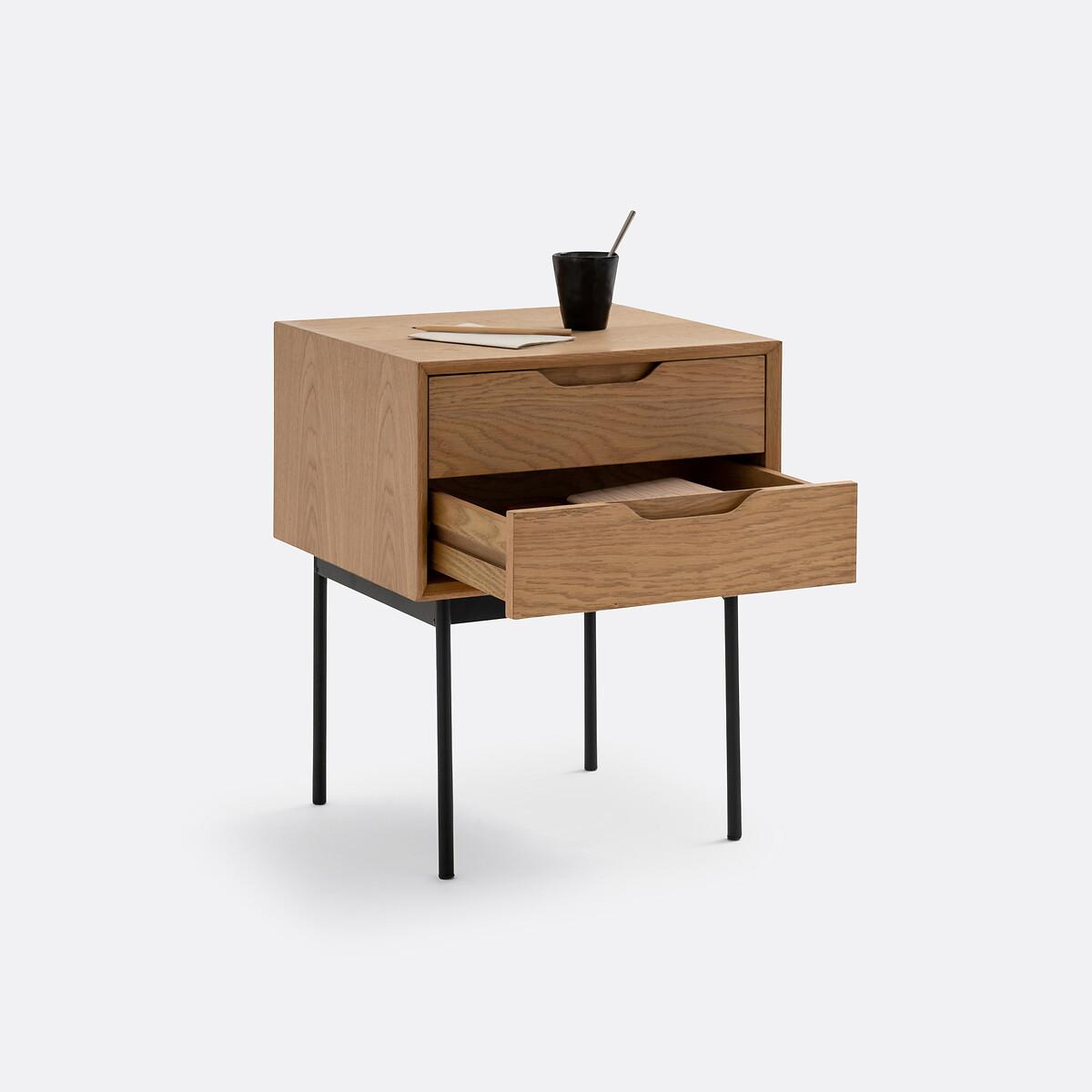 Noyeto 2-Drawer Wood & Metal Bedside Table – image 5