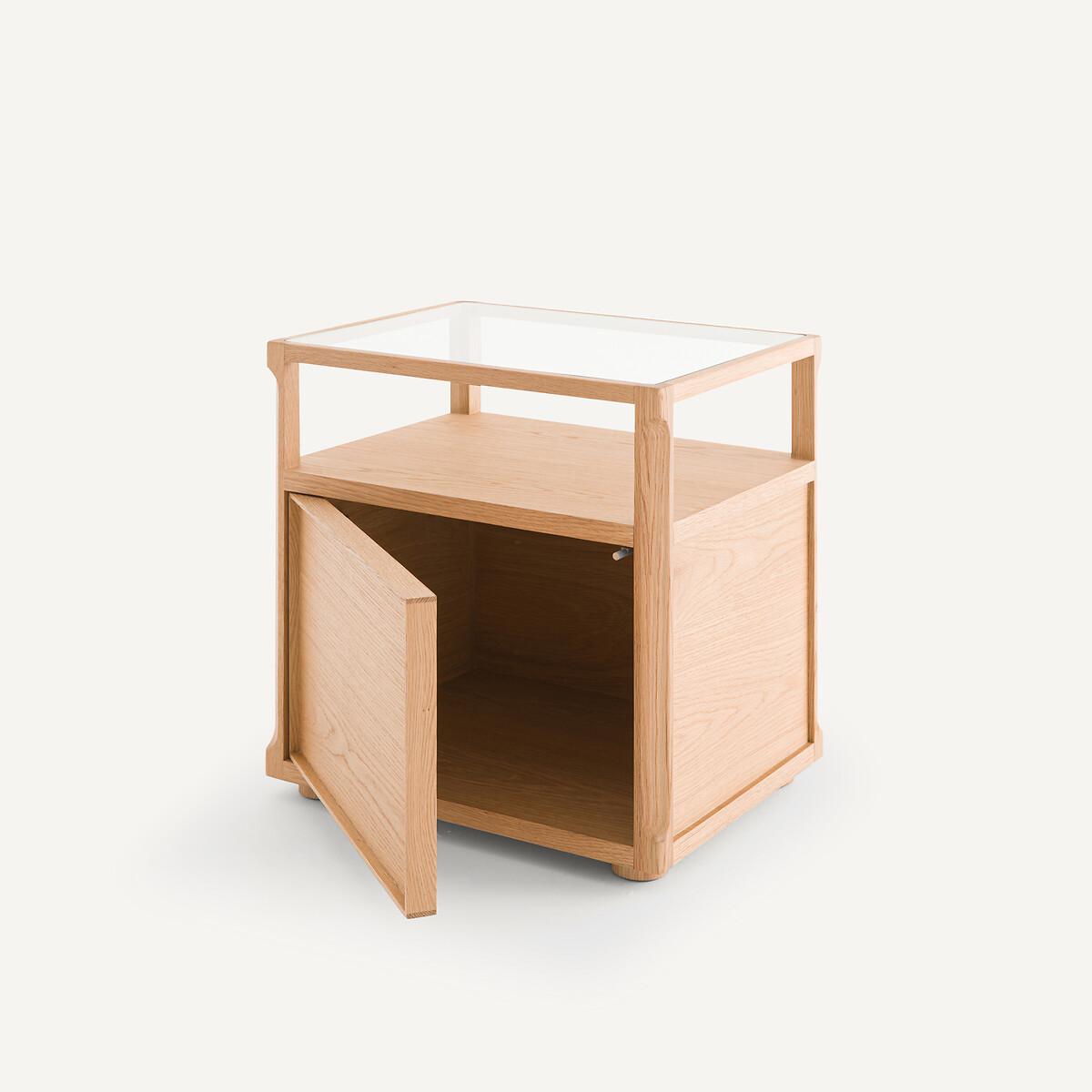 Iéna Bedside Table in Oak, Veneer and Glass E. Gallina – image 3