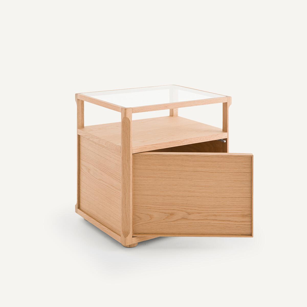 Iéna Bedside Table in Oak, Veneer and Glass E. Gallina – image 4