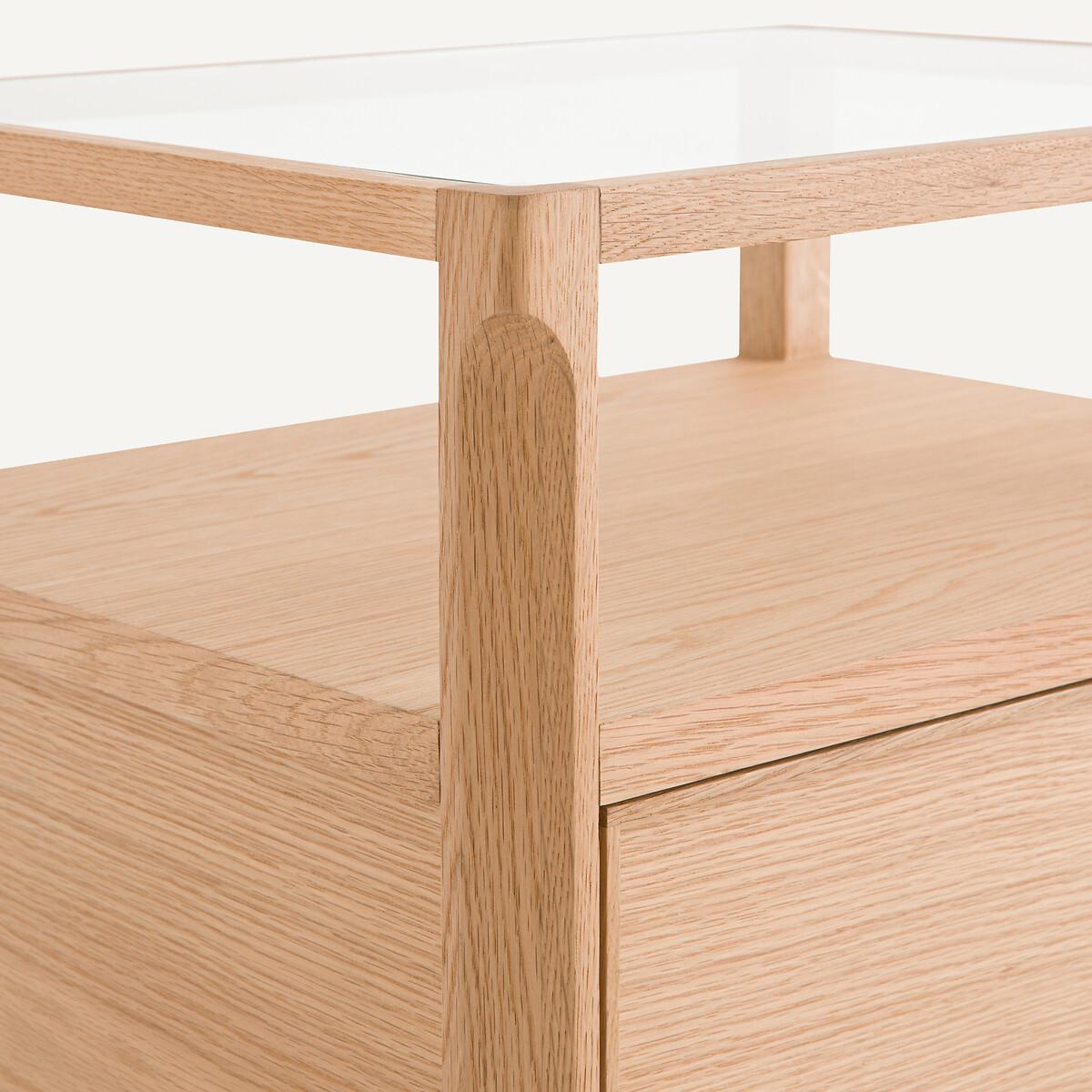 Iéna Bedside Table in Oak, Veneer and Glass E. Gallina – image 5
