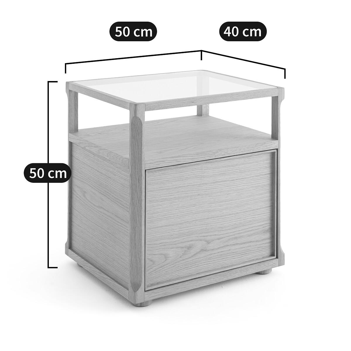 Iéna Bedside Table in Oak, Veneer and Glass E. Gallina – image 8