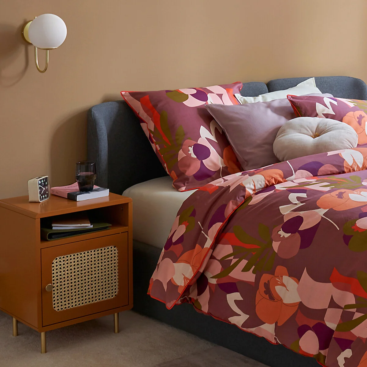 Redpop Bedside Table with Rattan Door – image 2