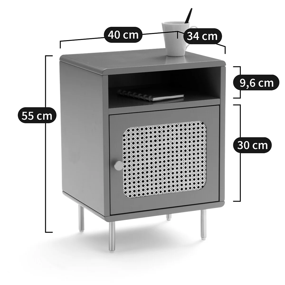 Redpop Bedside Table with Rattan Door – image 6