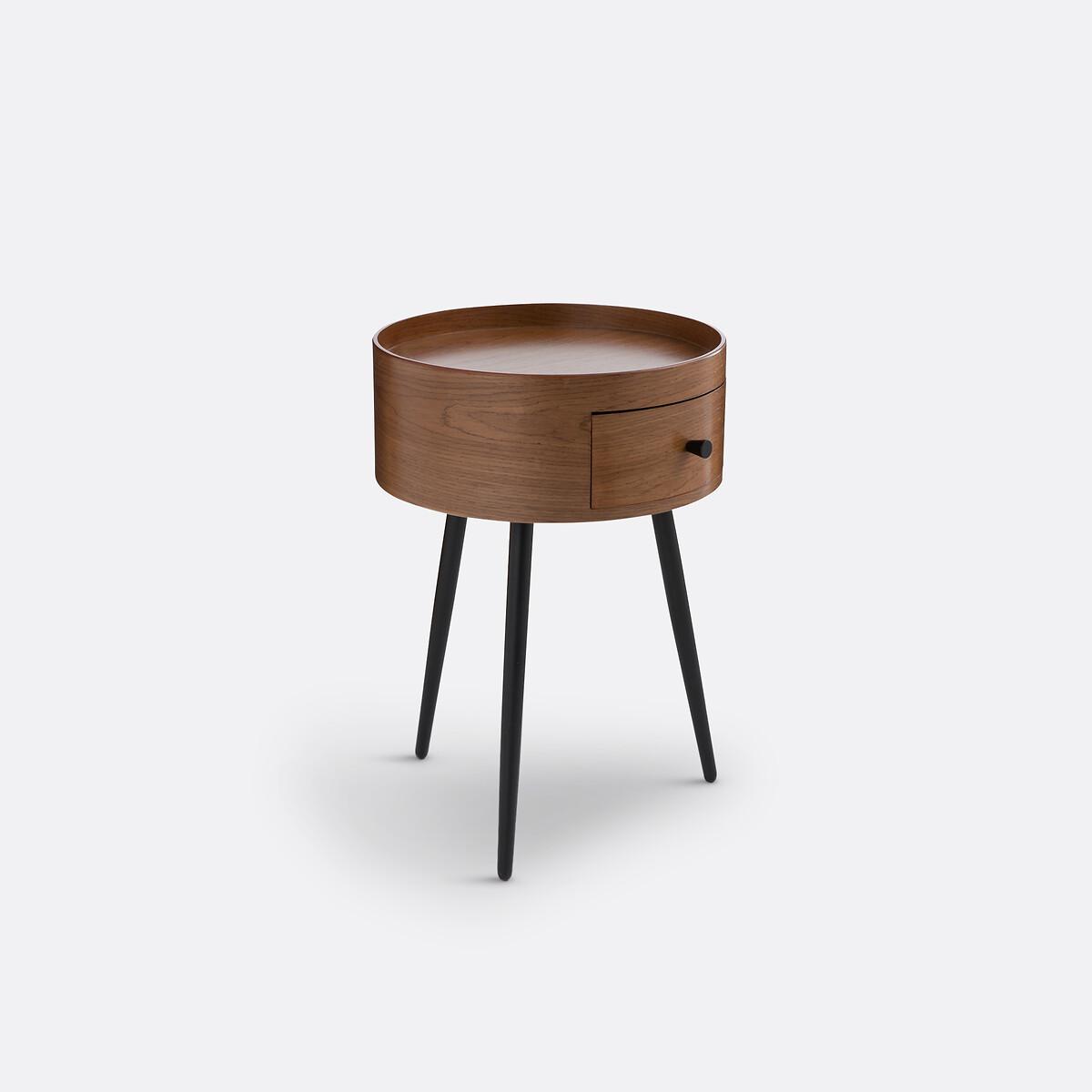 Orteo 1 Drawer Walnut Veneer Bedside Table – image 2