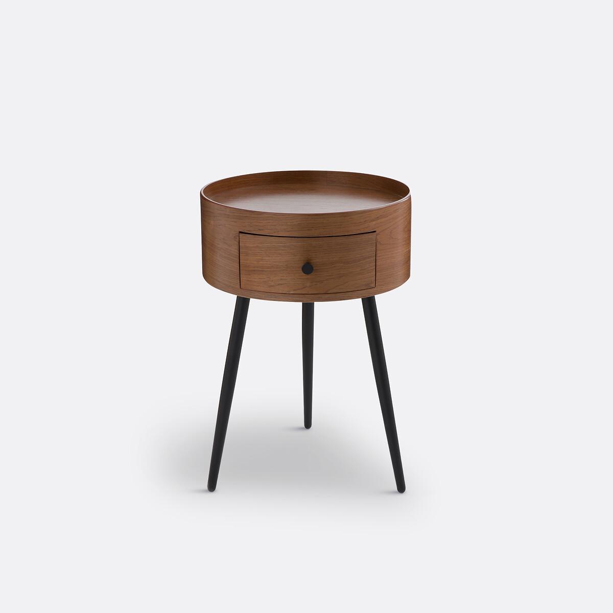 Orteo 1 Drawer Walnut Veneer Bedside Table – image 3
