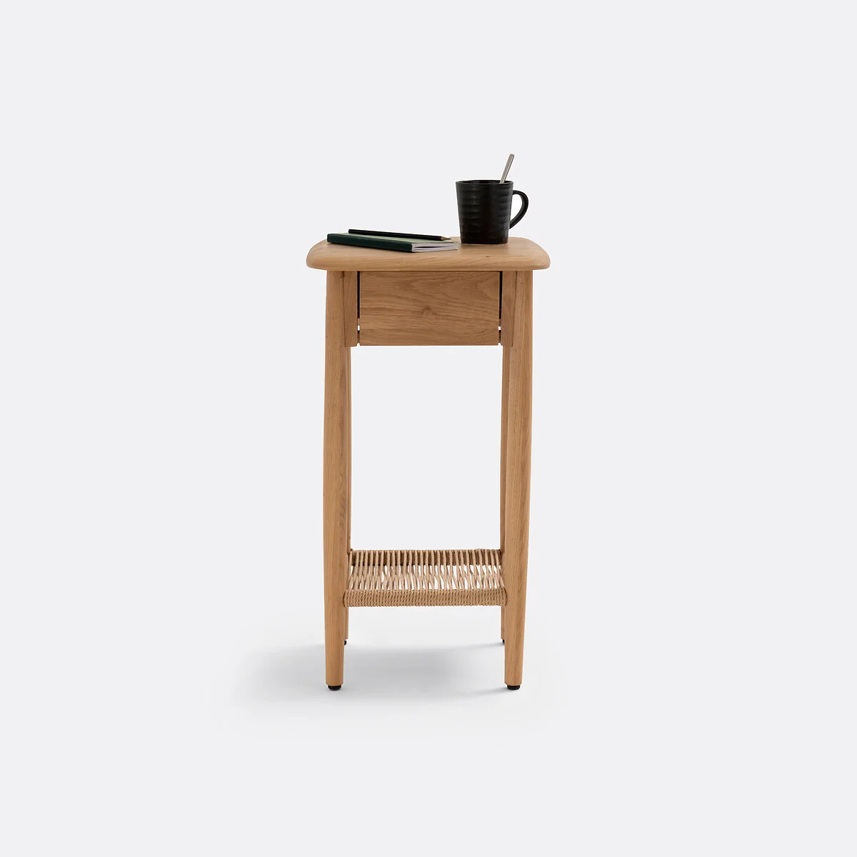 Malora Solid Oak & Weaving Bedside Table – image 2