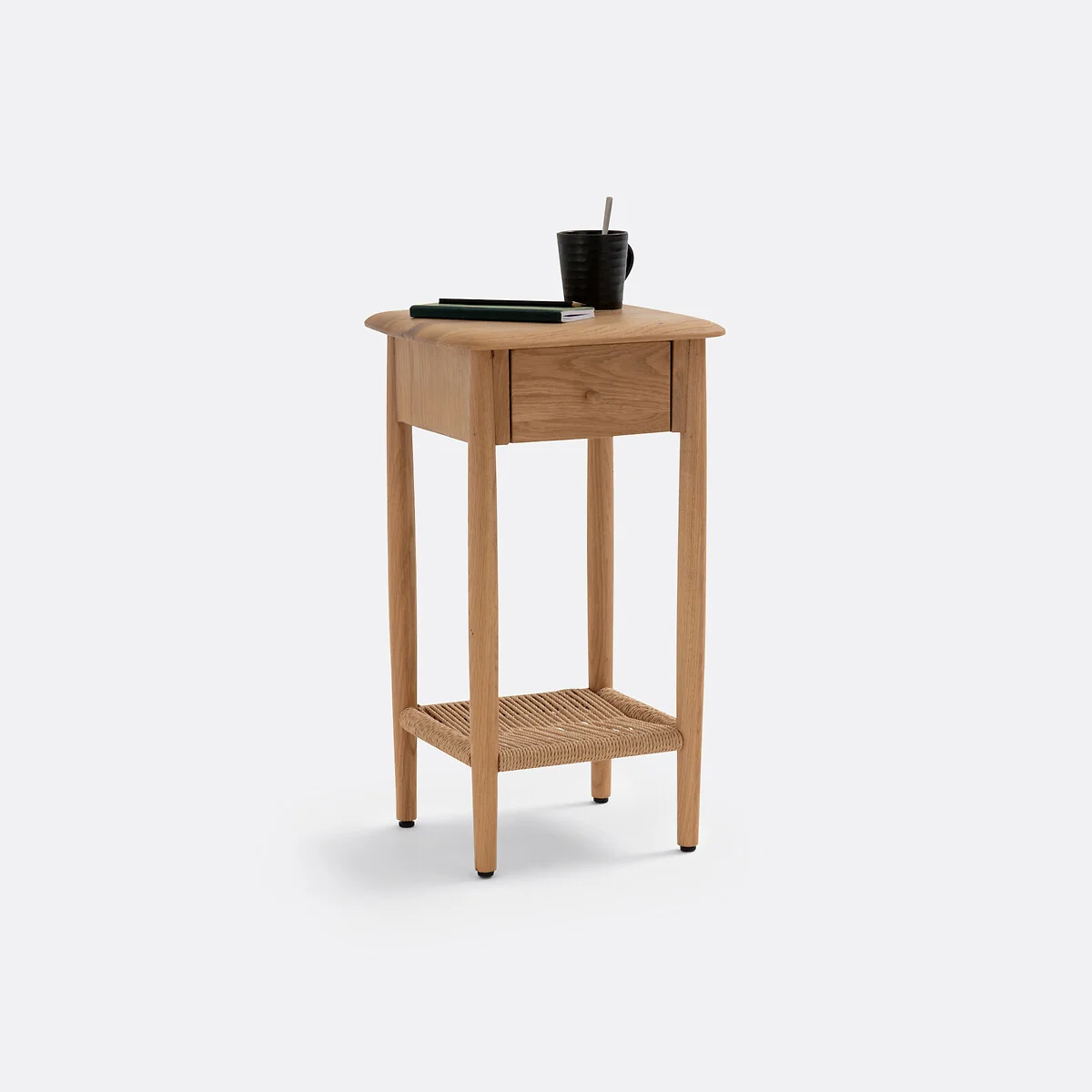 Malora Solid Oak & Weaving Bedside Table – image 3