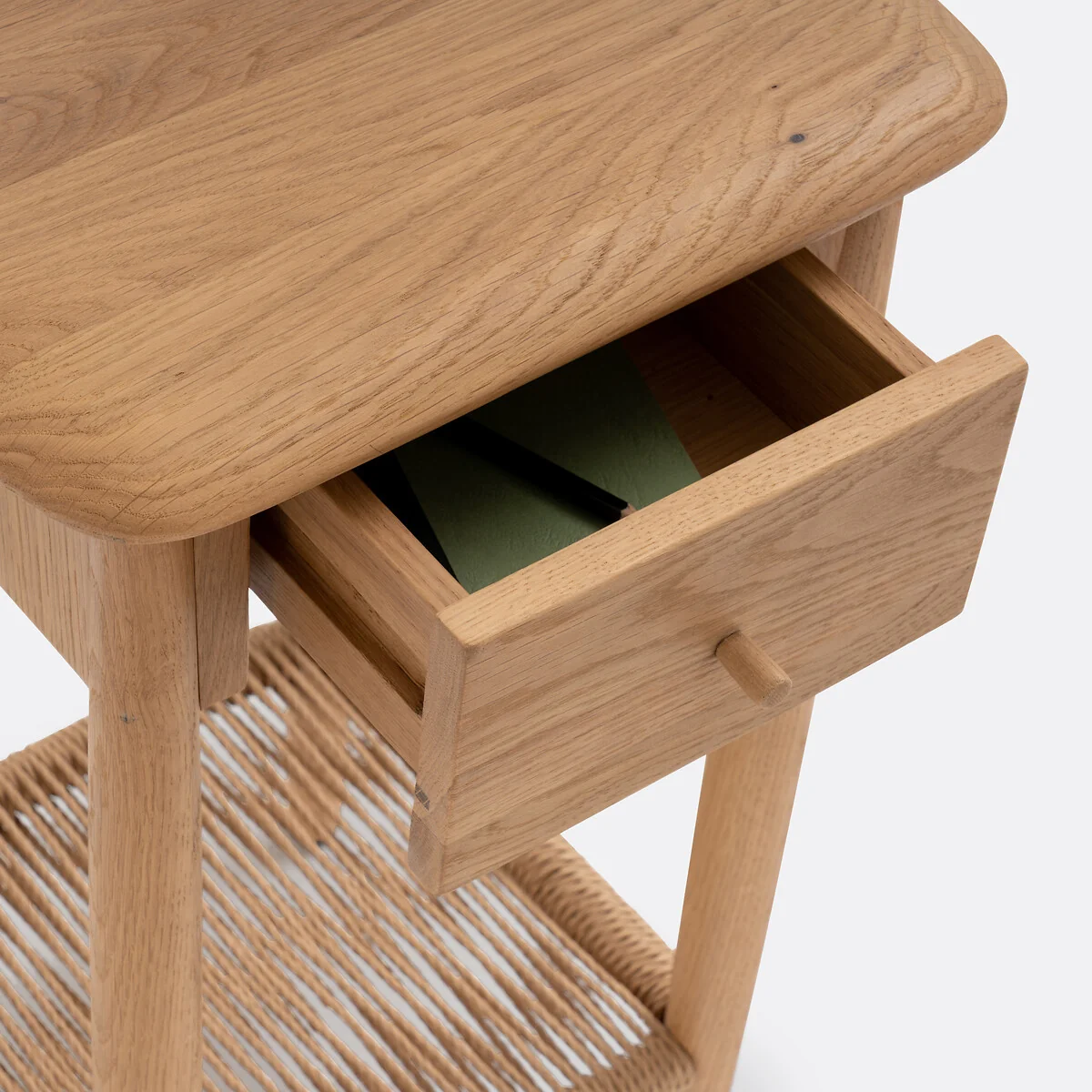 Malora Solid Oak & Weaving Bedside Table – image 5