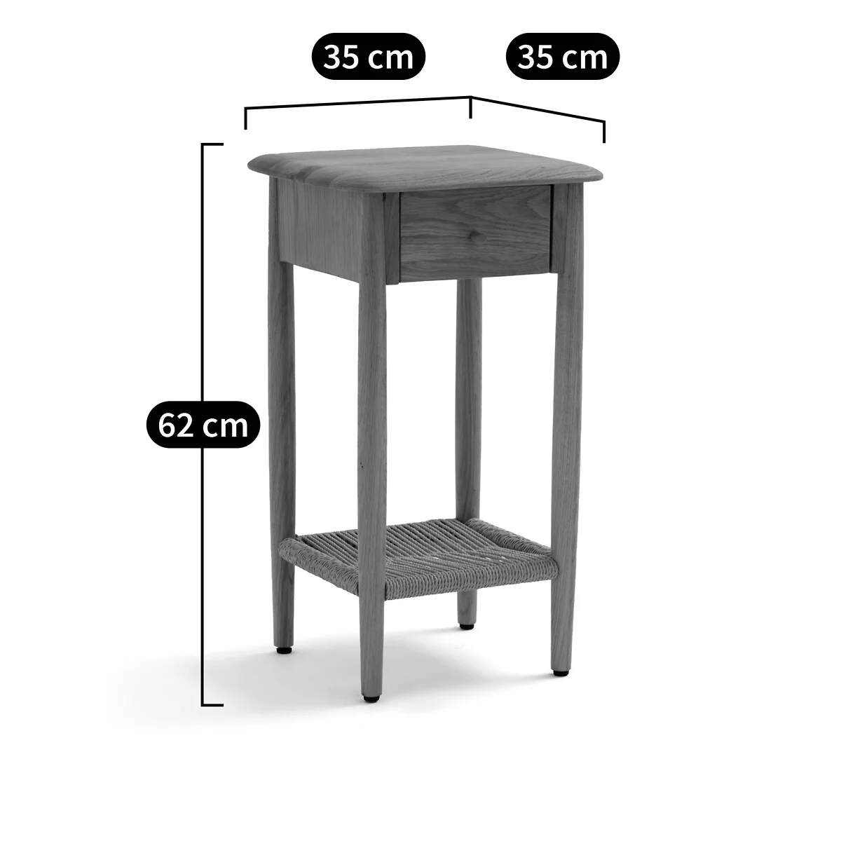 Malora Solid Oak & Weaving Bedside Table – image 7