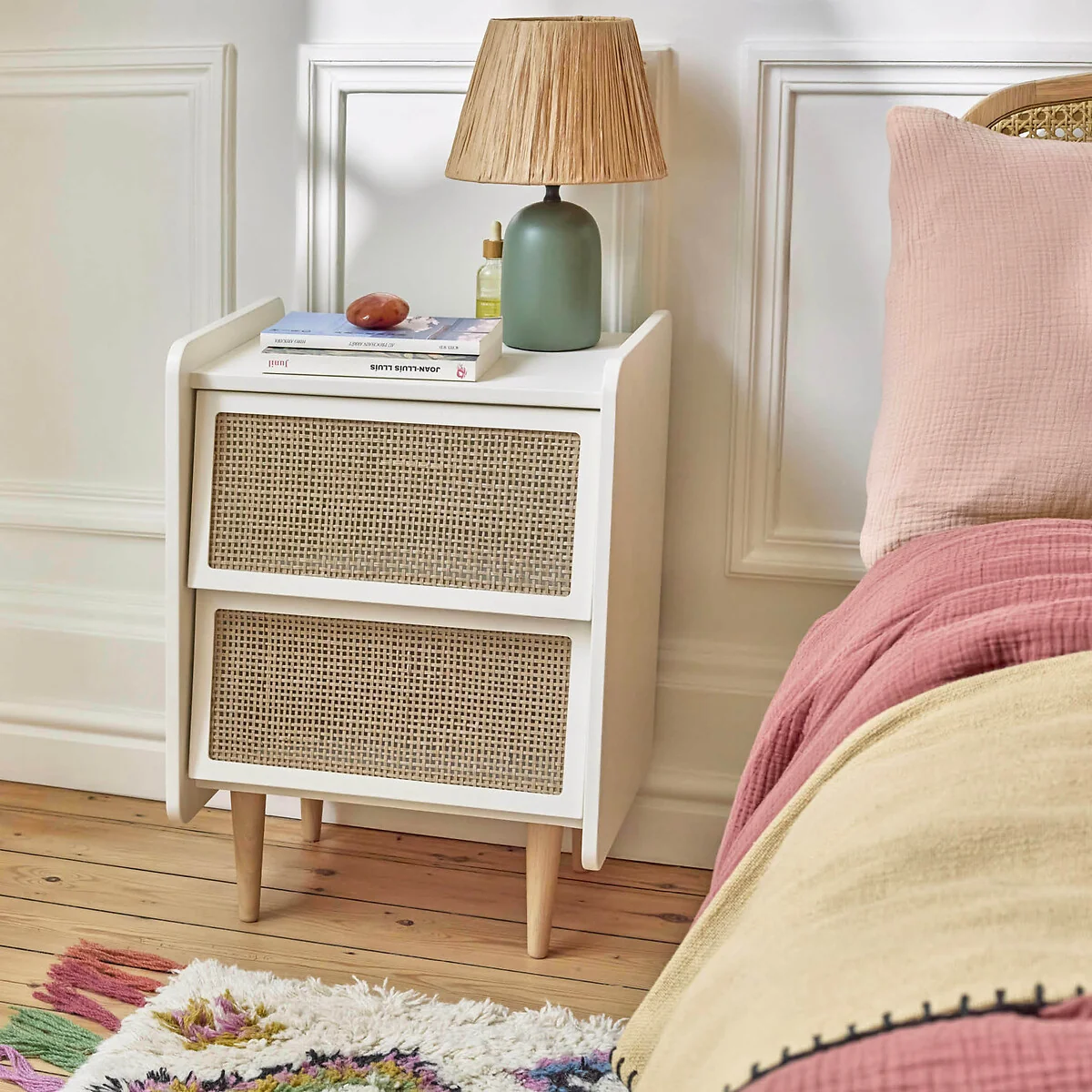 Kaya Bedside Table with 2 Cane Drawers – image 2